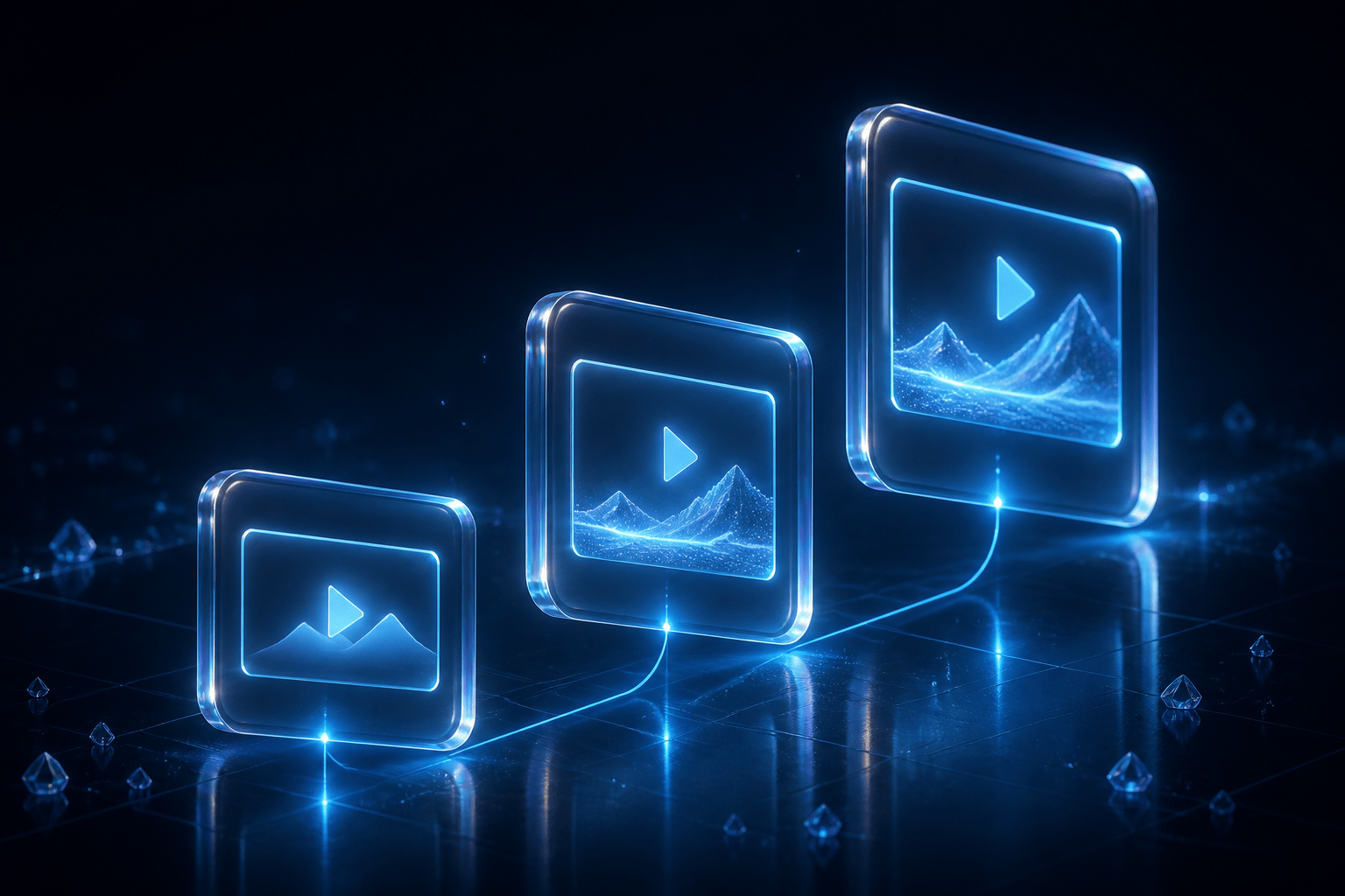 Three glass video mode panels